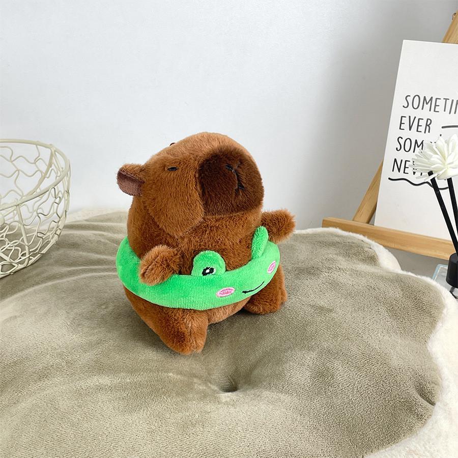 Capybara Swimming Circle Plush Keychain Doll Pendant Bag Decoration Gift Kids