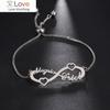 Sipuris Infinity Custom Name Bracelet из нержавеющей стали, регулируемая цепочка-коробка, персонализированный браслет для женщин, модные ювелирные изделия, подарки
