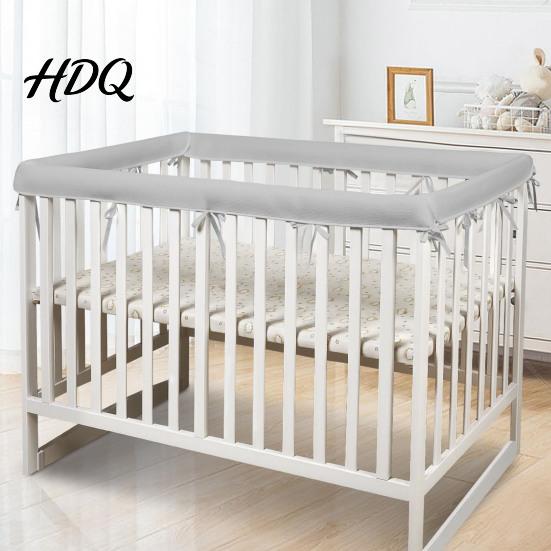 Crib Bumper With Fixing Straps 1 Set Breathable Mesh Rail Cover Soft