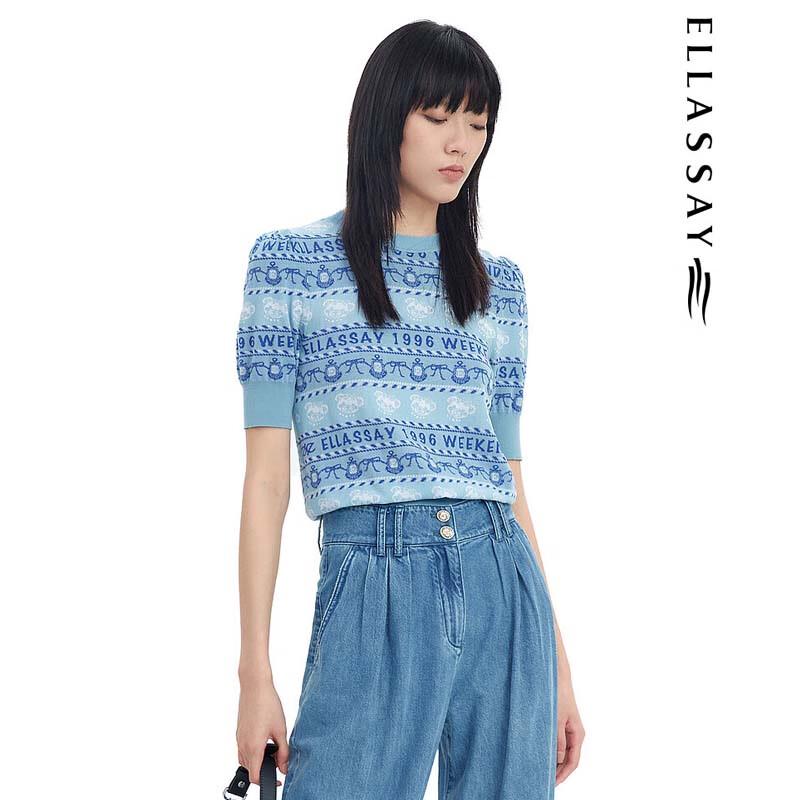 ELLASSAY Женский вязаный свитер в морском стиле EWW331M02600