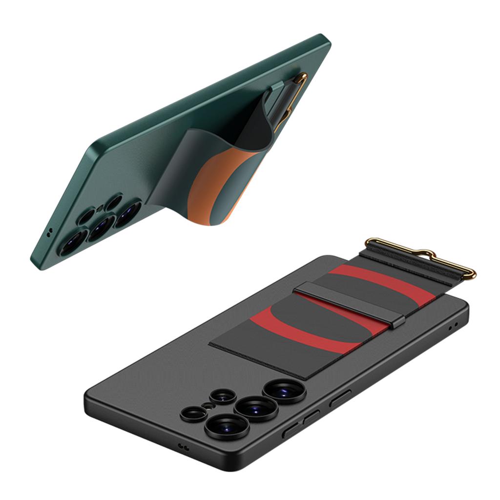 Чехол GKK для Samsung Galaxy S25 Ultra с ремешком и подставкой из искусственной кожи + жесткий защитный чехол для телефона из поликарбоната