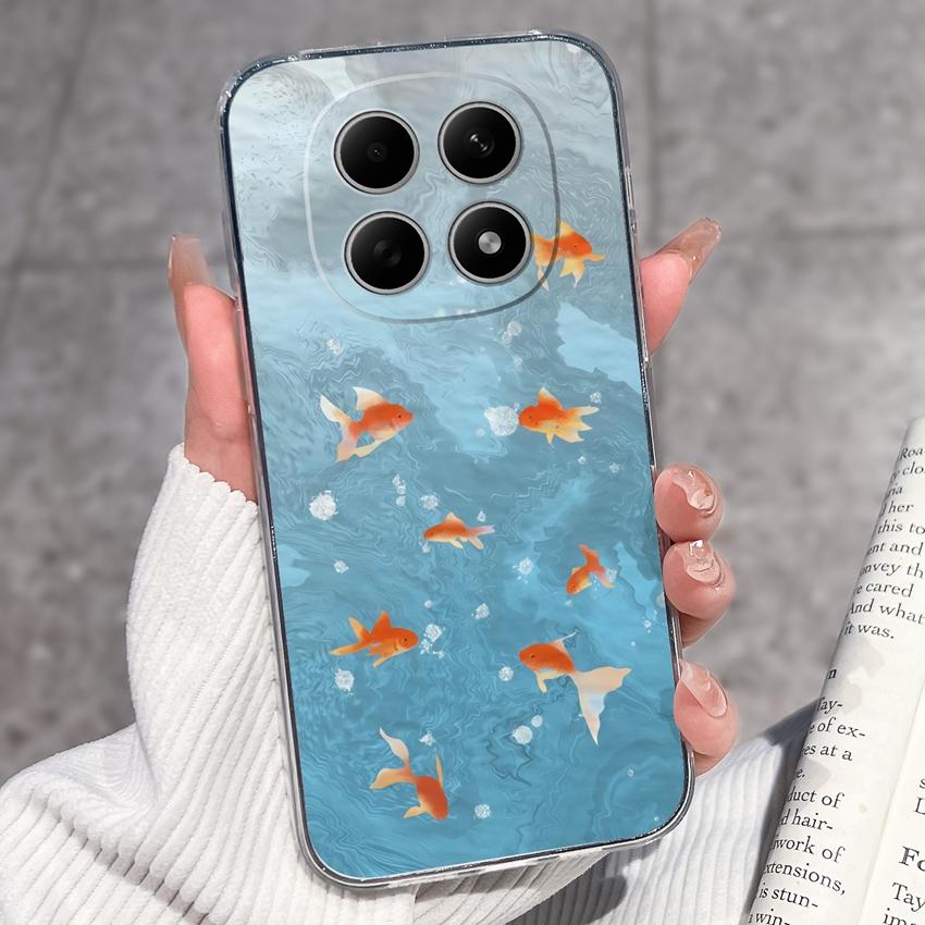 For Redmi Note 15 14 13 Pro Plus 5 5A 4 4X Phone Case Chinese Style Red-Crowned Crane Patterns Transparent TPU Shockproof Casing For Redmi Soft Covers