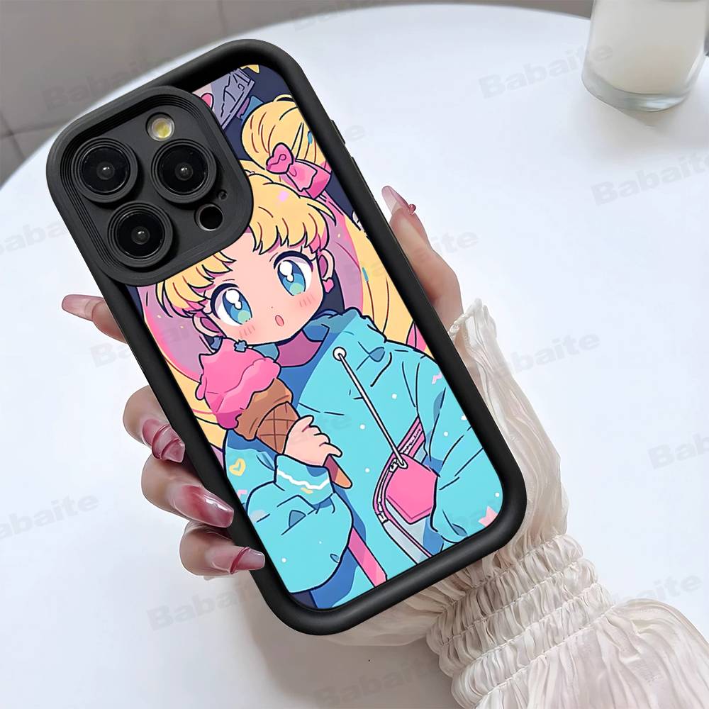 Popular Anime Girl S-Sailor Moon For iPhone 17 Pro Max 16 15 14 13 12 11 Plus Black Soft Phone Cover