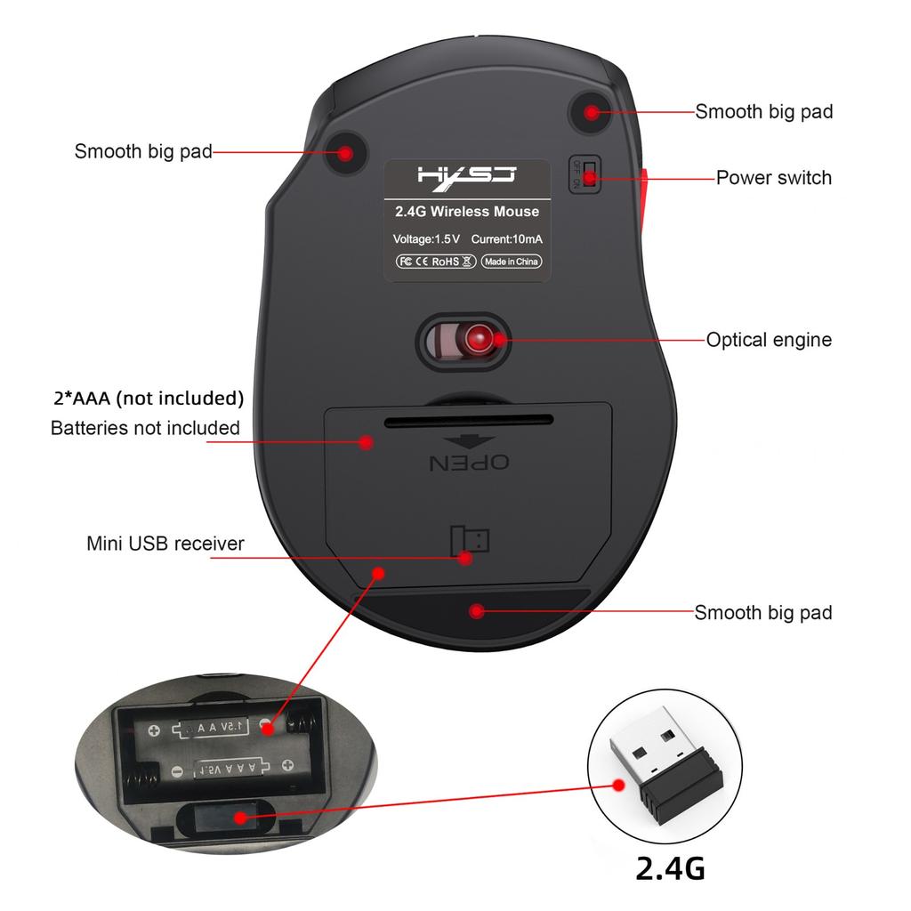 Беспроводная мышь 2,4G, игровая USB-зарядка, регулируемая игровая мышь с разрешением 1600 точек на дюйм, мышь для ПК