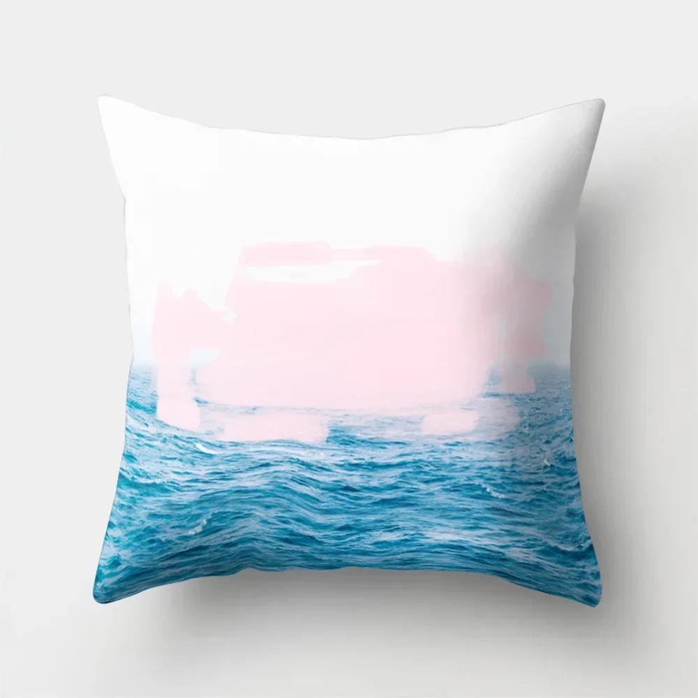 Sea Waves Beach Pillowcase Office Cushion Creative Home Car Sofa  Lumbar Cushion Cover Sea View Decor Pillow case 45x45cm