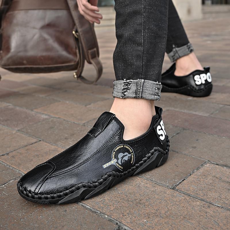 Мужская обувь из натуральной кожи ручной работы, повседневные слипоны-лоферы, дышащая кожаная обувь, мужские мокасины, распродажа, обувь для улицы, большие размеры