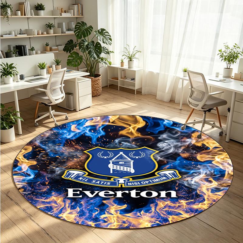 Everton Football Printed Round Crystal Velvet Rug Soft Non Slip Floor Carpet For Bedroom Holiday Gift