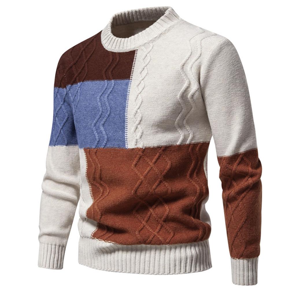 Fashion Leisure Long Sleeve Slim Fit Knitted Sweater Pullover Sweater