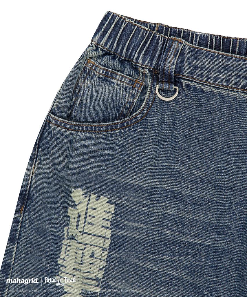 MAHAGRID [Attack On Titan] Titan Denim Shorts Blue(Mg2Gmmd115T)