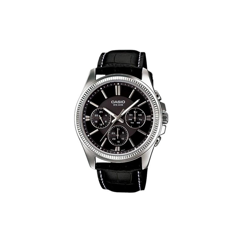 Casio СТАНДАРТНАЯ Серия 50 метров Водонепроницаемость Кварцевый механизм Ремешок из смолы Японские и корейские часы Мужские часы Черный циферблат MTP-1375L-1AVDF