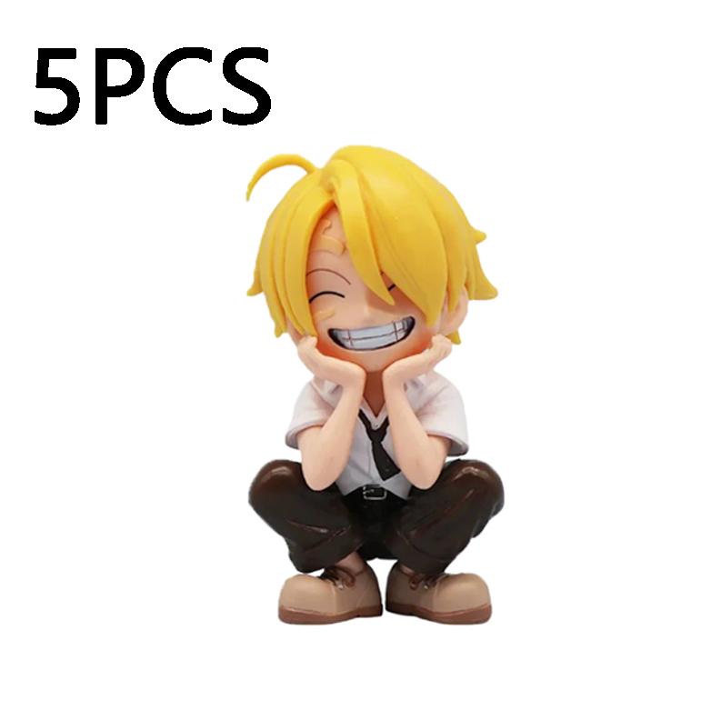 13.5 CM peripheral series Luffy Solon Sanji Qversion sitting posture childrens model figurine toy gift collectibles