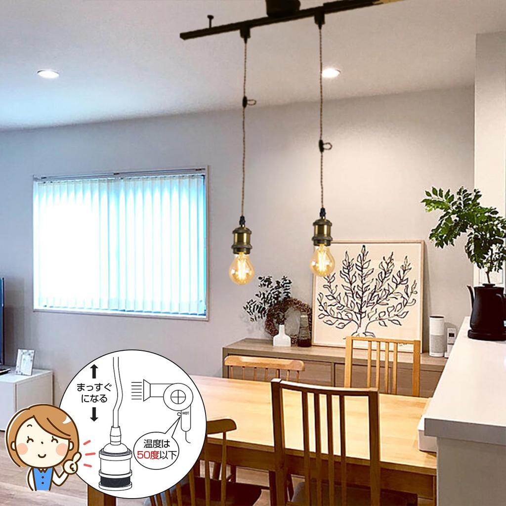 LVWIT Pendant Light, E26 Base, with LED Bulb, Filament Bulb, Bulb Socket, Lighting Fixture for Wired Duct Rail, Ceiling Lighting, Hanging Light,