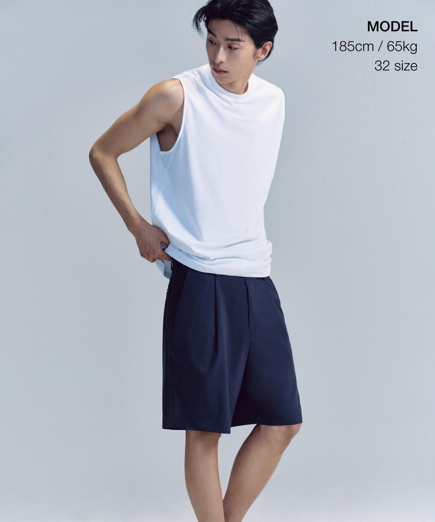 MUSINSA STANDARD [Cooltandard] Hidden Banding Half Slacks [Iron Gray]