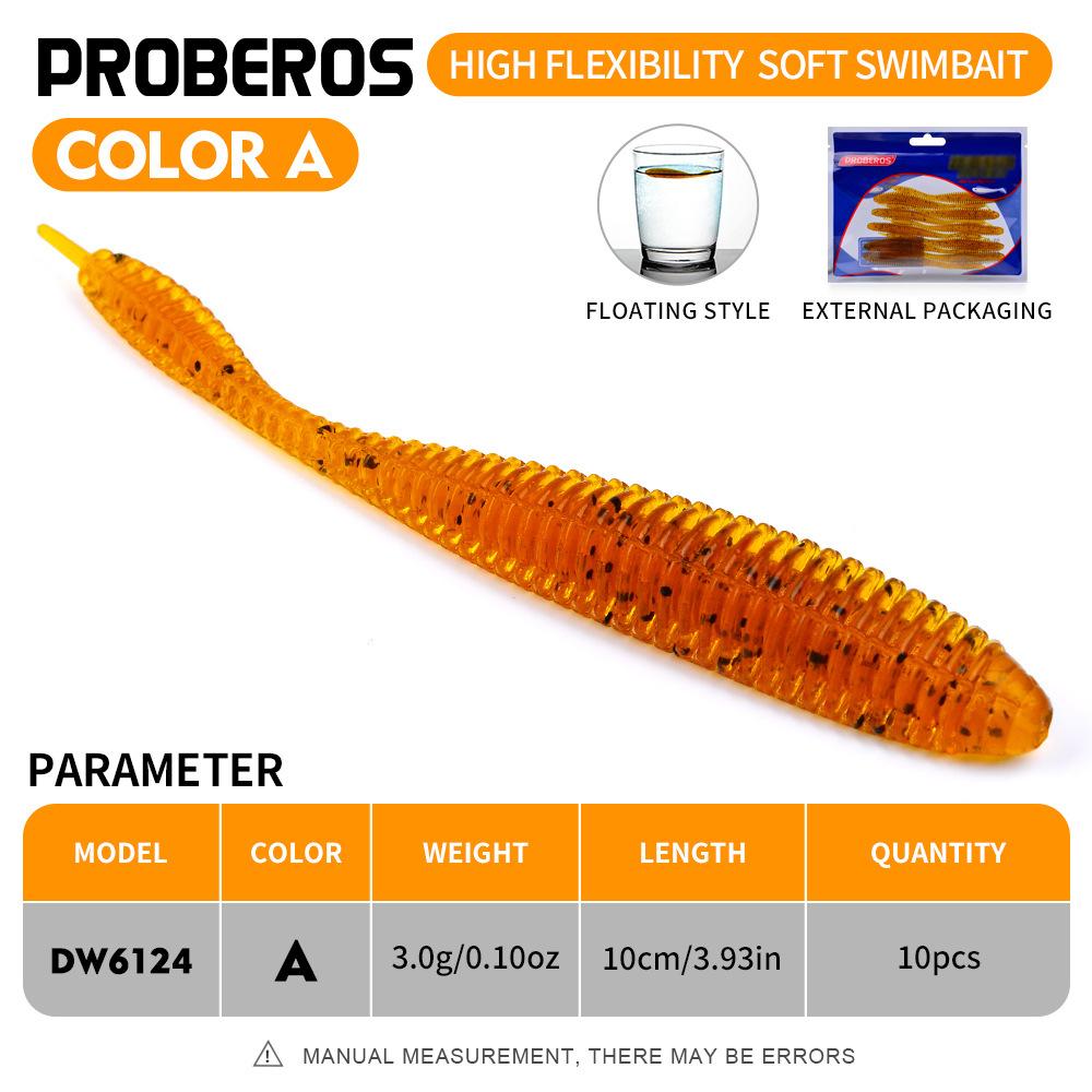 10PC Fishing Soft Bait, Needle Tail Thread Road Bait, Inverted Fishing Bait, Floating Water Soft Insect Biomimetic False Bait