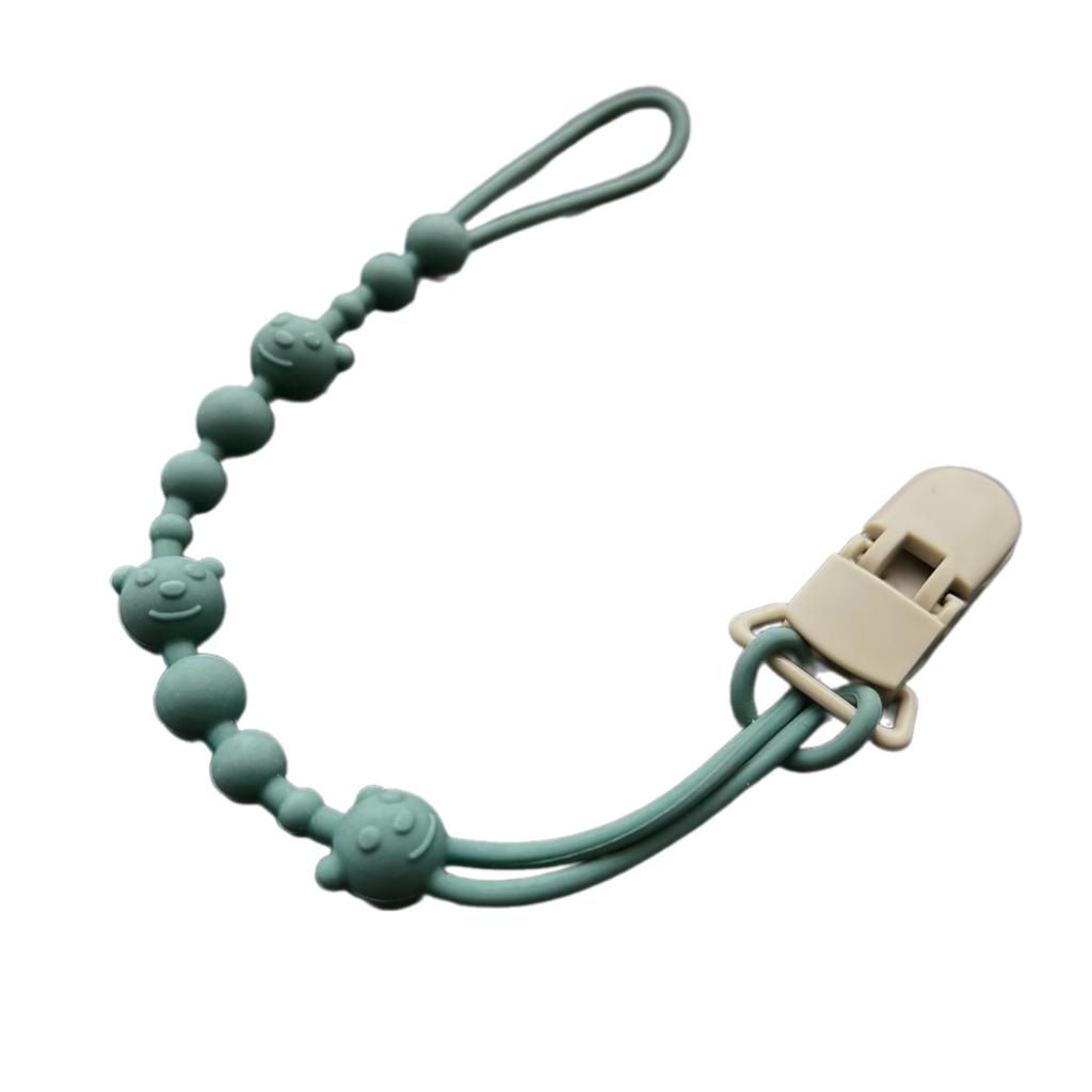 Practical Silicone Pacifier Chain Bear Pattern Pacifier Clip Food Grade Silicone Baby Pacifier Clip for Teething Infants