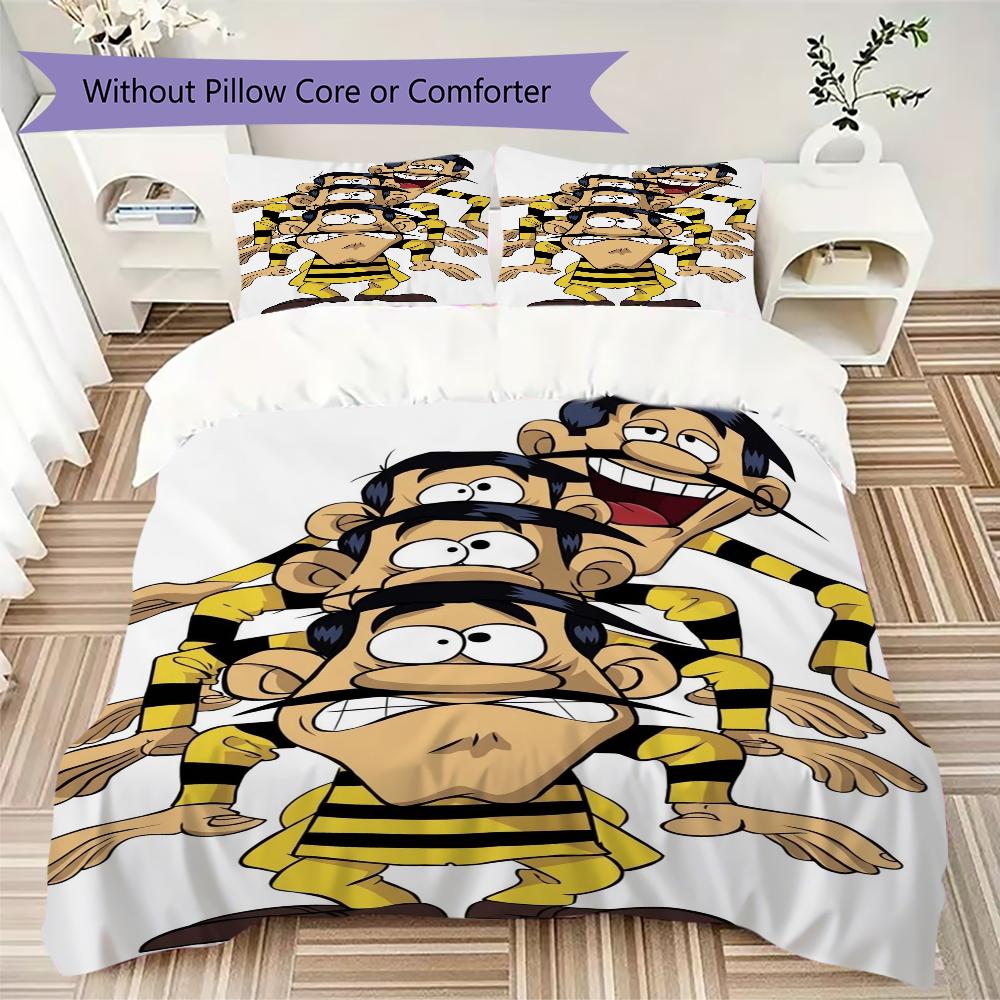 Lucky Luke Pattern Bedding uilt Set uilt Cover Pillowcase Home Decoration Birthday Gift (1 * duvet cover + 2 * pillowcase without core)