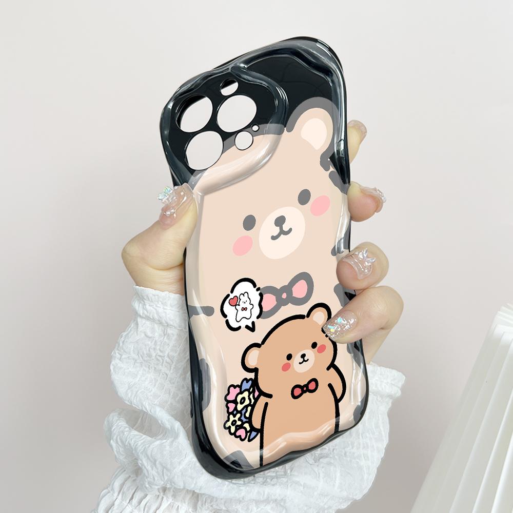 Cute Cartoon Pattern Cream Texture Casing Wavy Edge Soft Silicone Cover Phone Case for Vivo