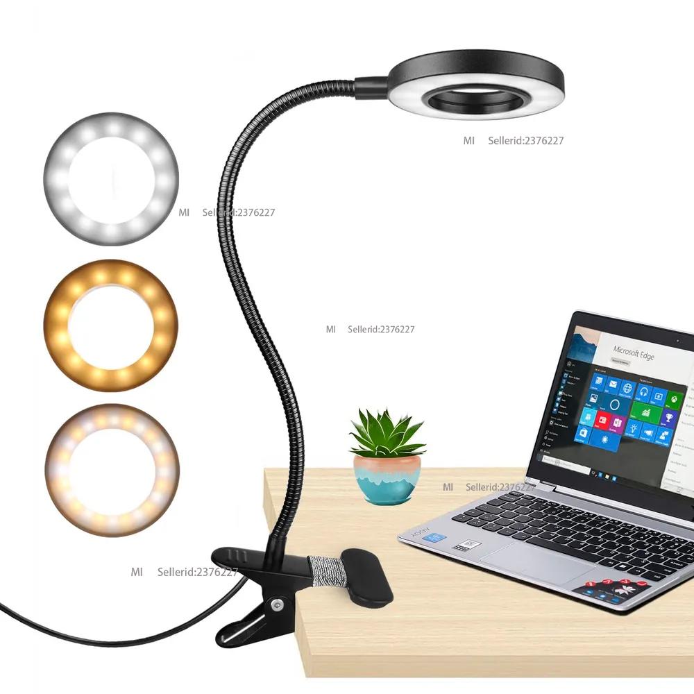 Desktop LED light, the light on the bulb is for students to work and read, black.