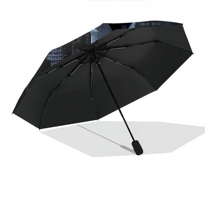 1pc matrix cityscape Automatic Folding Umbrella - Compact 8-Rib Design, Durable Plastic & Iron1098L