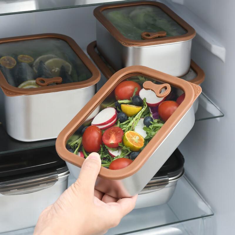Контейнер для хранения продуктов из нержавеющей стали 304 со стеклянной крышкой, 1800 мл, 2 шт.