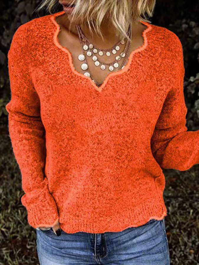 2023 Women's V-neck Knit Pullover Sweater - European & American Style, Cute & Multicolor, Hot Selling