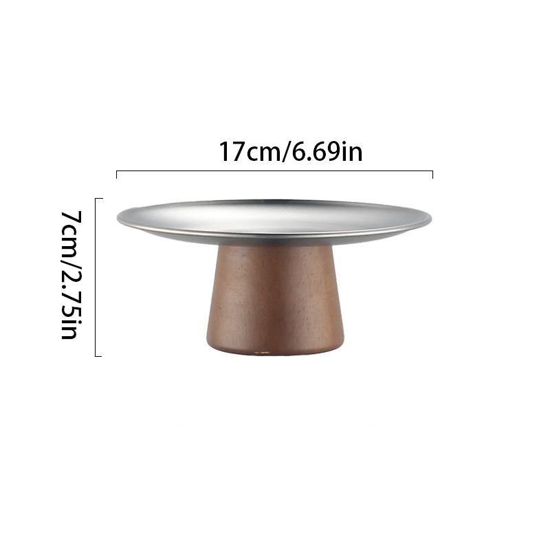 Деревянная основа легкая роскошная простая тарелка для фруктов из нержавеющей стали с высокими ножками
