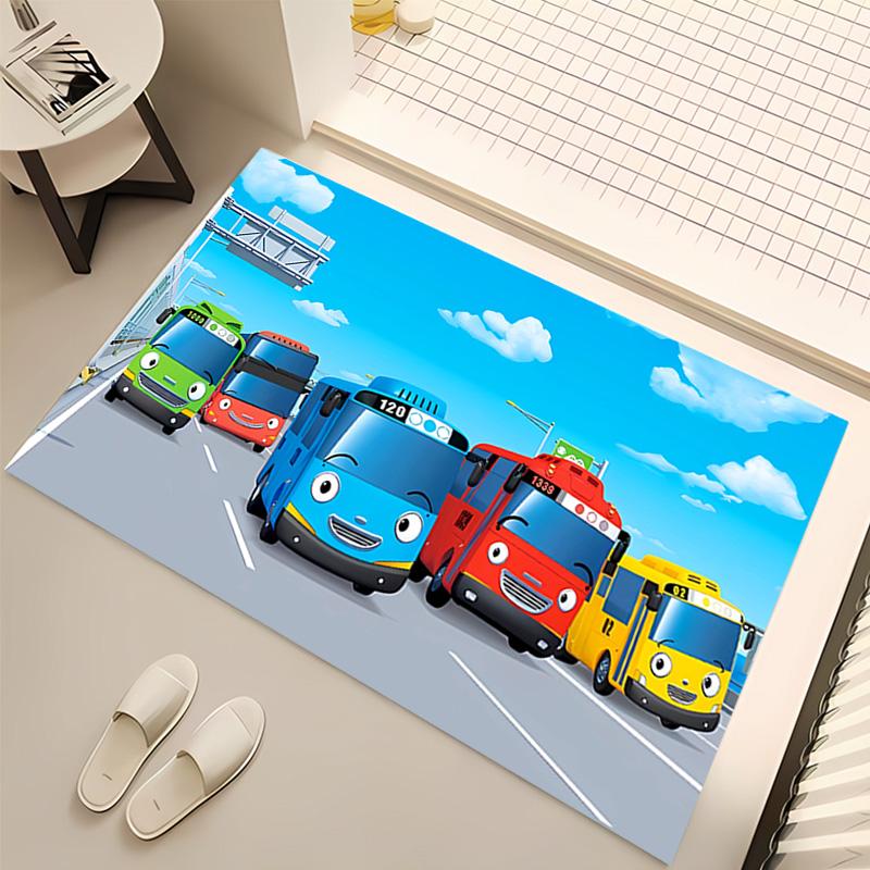 1pc the little bus tayo Print Area Rug - Soft, Washable Non-Slip Indoor Mat, Living Room, Home Office Decorative Rug,Office Decorative