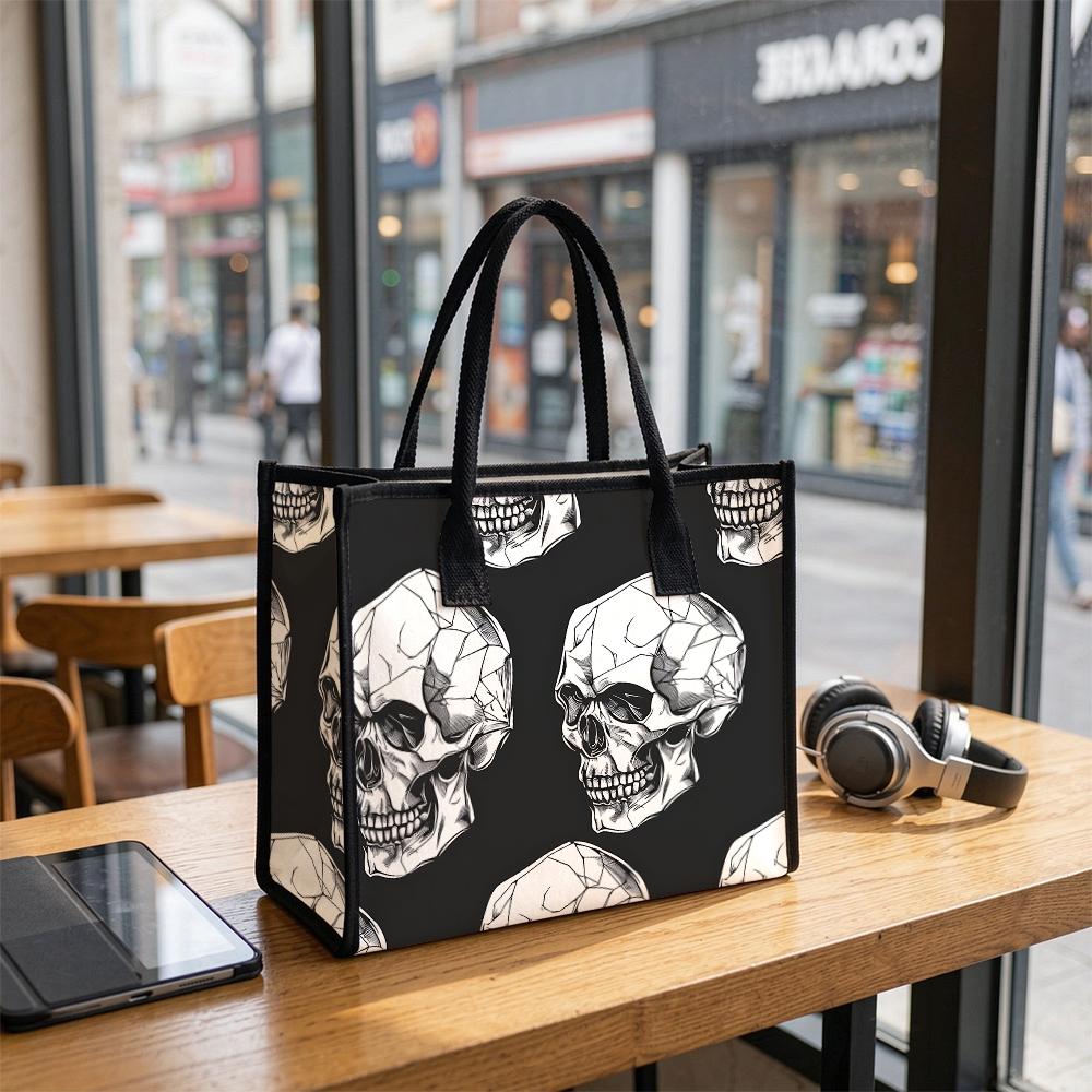 Skull Print Tote Bag Casual Daily Handbag Large Capacity Fashion Shoulder Bag for Outdoor Travel Commute Use