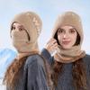 Winter Ear Protection Pullover Cap Women's Velvet Warm Knitted Wool Cap Big Head Scarf Cap