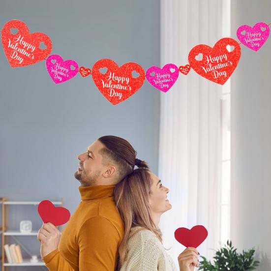 1 комплект баннеров ко Дню святого Валентина с блестками в виде сердечек для подвесного потолка, баннеров с Днем святого Валентина, растяжек для свадебной вечеринки