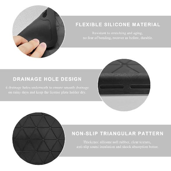 Силиконовая рамка для номерного знака, нержавеющая, не дребезжащая, крышка для переднего и заднего номерного знака с дренажными отверстиями, всепогодный держатель кронштейна для автомобильного номерного знака с