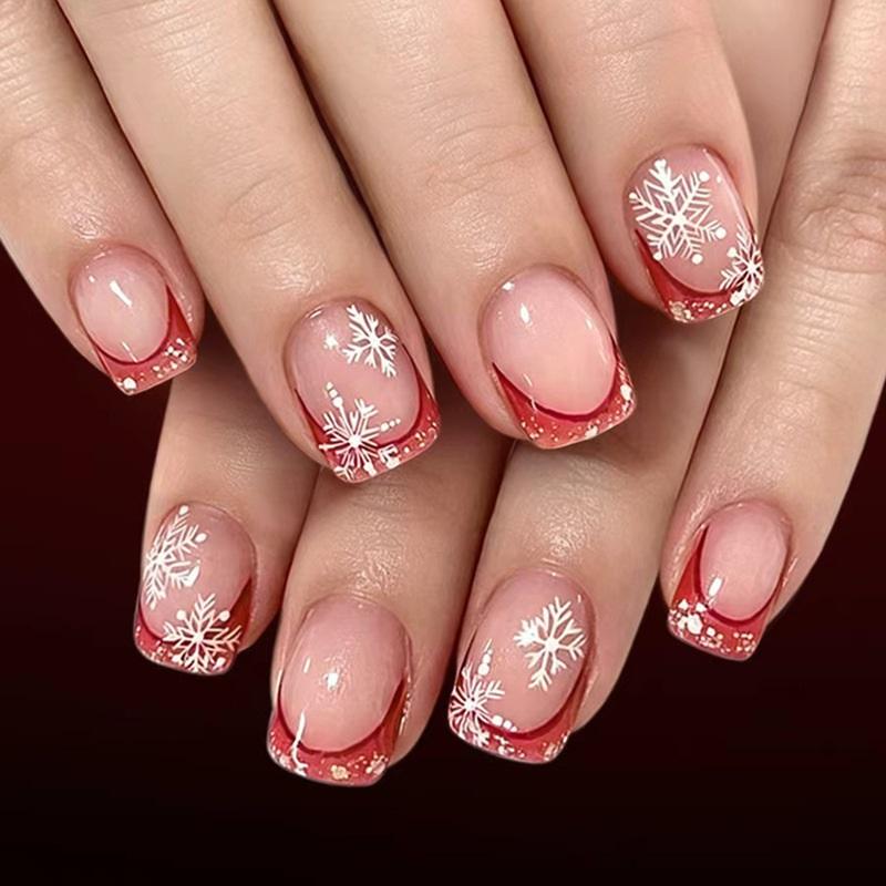 24 Pieces Of Christmas Wear Manicure, Snowflakes, Stars And Diamond Ornaments, Handmade Manicure Pieces
