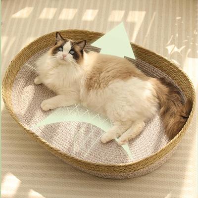 Плетеные Соломенные Кошки Мебель для Домашних Животных в Помещении Многофункциональный Столбик Натуральная Соломенная Подстилка для Маленьких Собак и Кошек Кровать из Хлопковой Веревки