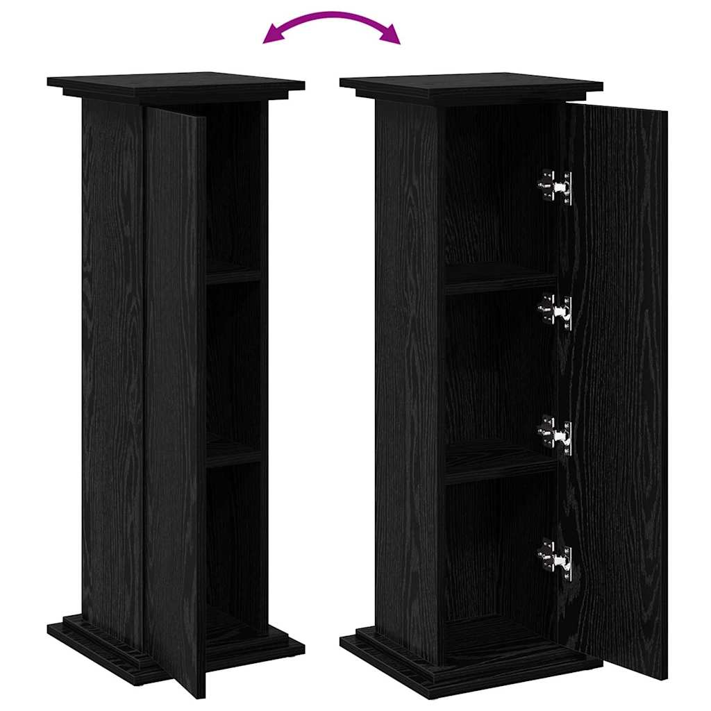 Display Stand with Shelf Black Oak Effect 31 x 30 x 90 cm