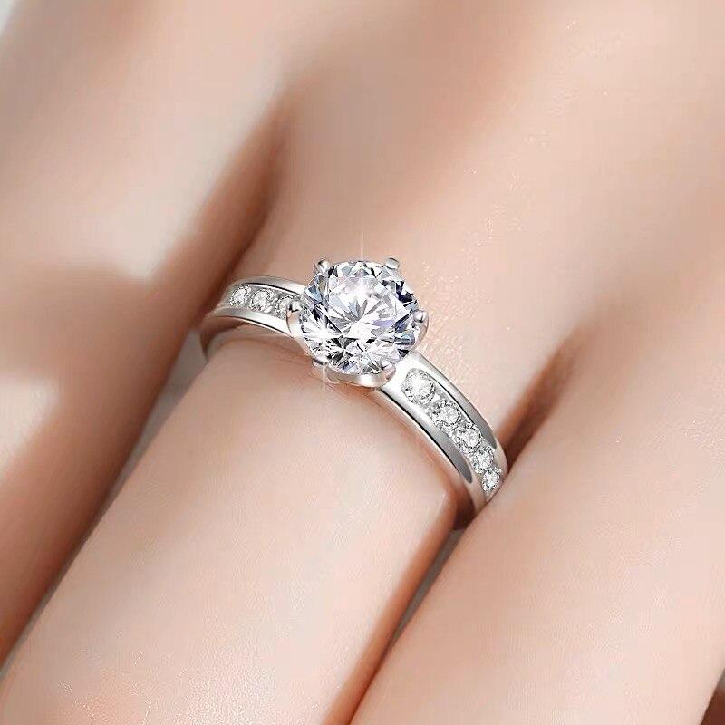 Классическое круглое кольцо с муассанитом, 6 зубцов, 1 карат, роскошные платиновые кольца Pt950 высокой чистоты, цвет D, с бриллиантами, женские ювелирные изделия, подарок