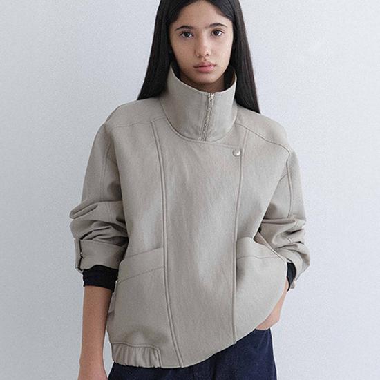 High Neck Leather Jacket NEL6SM206_91
