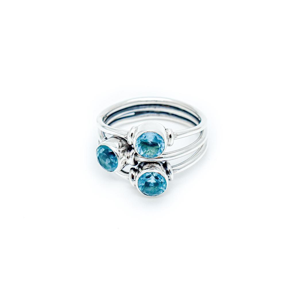 Natural Blue Topaz Ring, 925 Sterling Silver Ring, Gold Plated Statement Ring, Bohemian Women Ring, Engagement Wedding Ring, Gift For Her