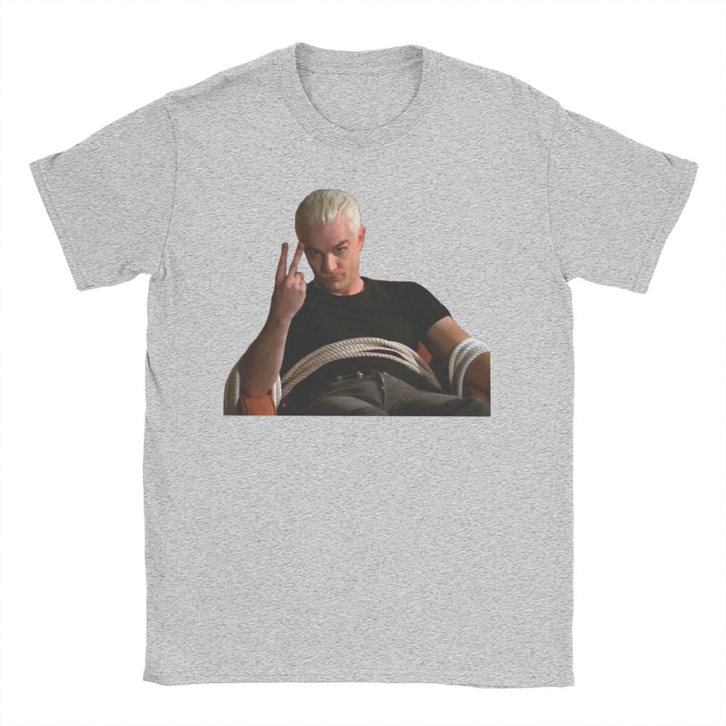 Баффи - Истребительница Вампиров Спайк Хлопковая Футболка Мужская Пляжная Мода Винтажные Футболки С Круглым Вырезом Модная Футболка Повседневная