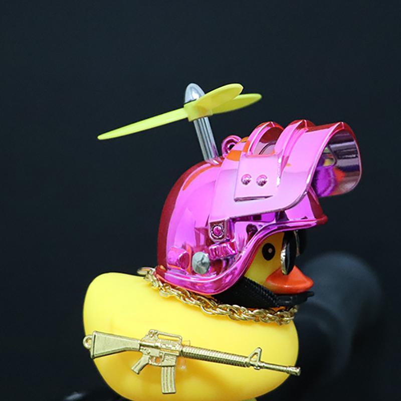 Motor Accessories Yellow Duck with Helmet for Bike Without Lights Auto Car Accessories Duck In The Car Car Interior Decoration