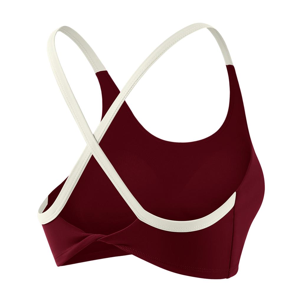 Спортивный бюстгальтер на тонких бретелях, с цветными блоками, с перекрещенной спинкой, короткое фитнес-белье, ударопрочный жилет для йоги