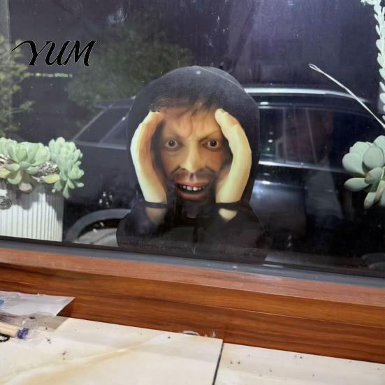 Outdoor Window Surprises Scary Peeper Hitchhiker Prop, Realistic Mask Prop for Jump Scare, Halloween Spooky Face Adults, Creepy Prank Gag Gift,