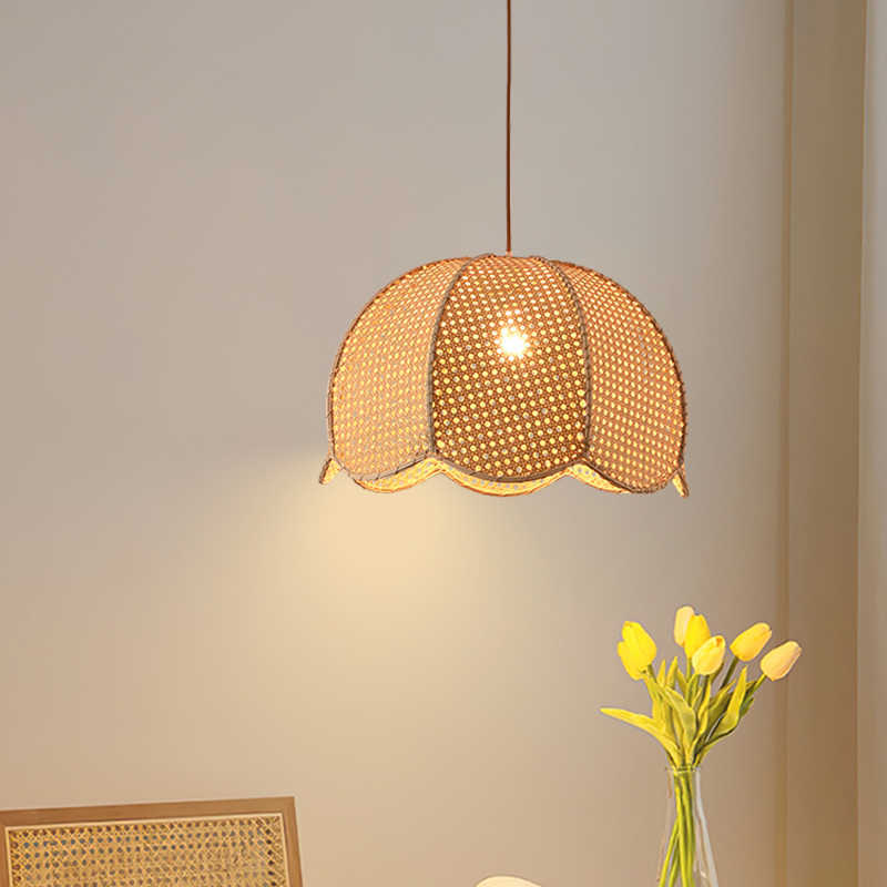 Ротанговая люстра в юго-восточном азиатском стиле, лампы для японской гостиной и спальни, ретро-плетеный ротанговый светильник в стиле ваби-саби для чайной комнаты