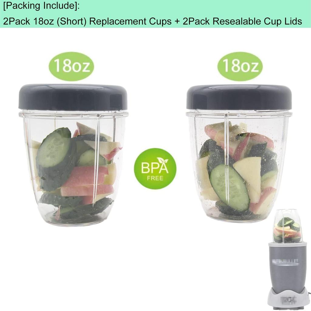 Запасные части для чаши блендера и плоской крышки совместимы с чашей блендера-соковыжималки Nutribullet 18 унций. Герметичная крышка Stay Fresh с прокладкой и заменой.