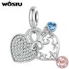Lovely Home Series 925 Sterlign Silver Heart Lock Charms Pendant Family House Beads Fit Original Bracelet DIY Necklace