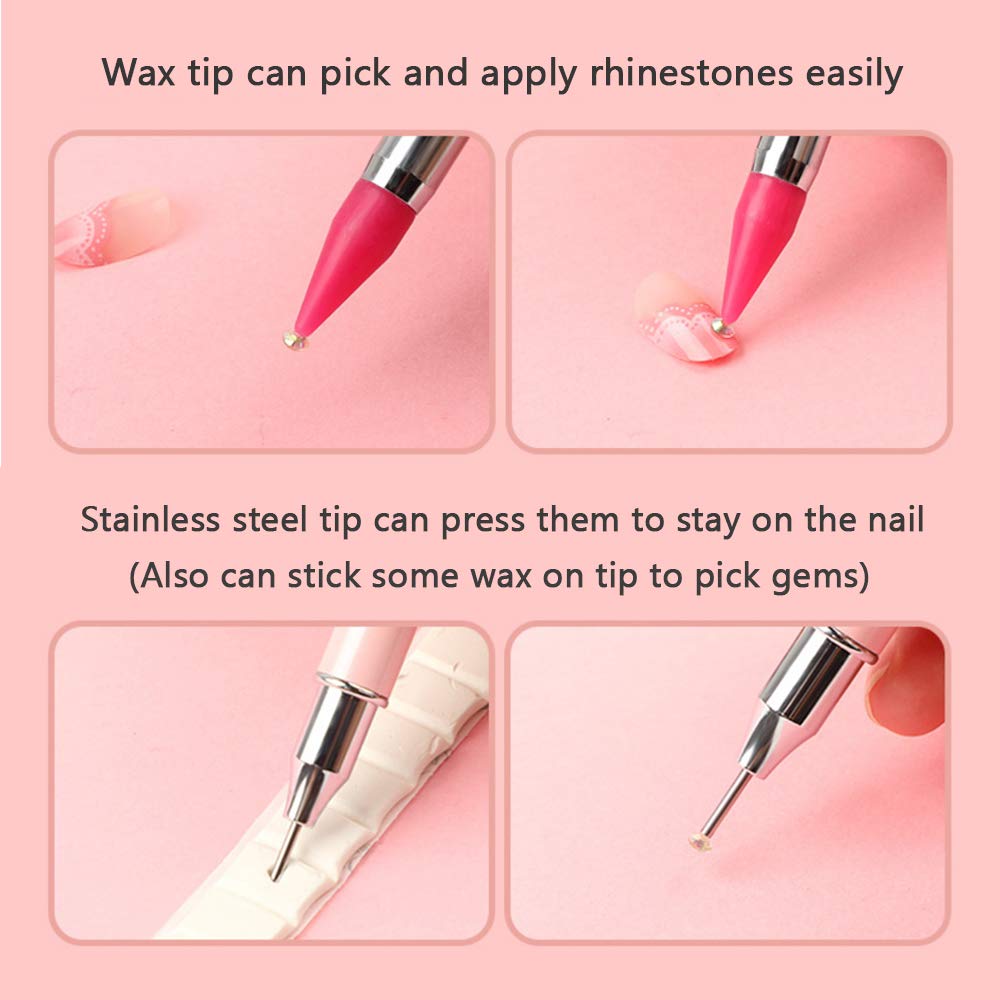 DIY Art Dual-Ended Picking Tool Diamond Point Drill Pen Wax Pencil Nail Rhinestone Picker