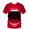 Summer Casual Men's Fun T-shirt Fashion Alternative Lip Trend Unisex 3d Printed Spoof Short Sleeve O-neck Baggy Tops