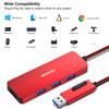 BENFEI USB USB-соединение из алюминиевого сплава 4 USB Thunderbolt совместимо с iPhone 15 MacBook iPad Red 3.0 Hub, поддержка 2-в-1 Type-A/Type-C, рамка,