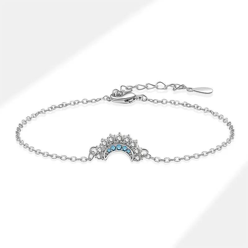 Charms 925 Silver Bracelets Bangles for Women Valentine's Days Gift Cubic Zircon Double Heart Bracelet Jewelry