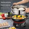Multifunctional Electric Cast Iron Cooker: Hot Pot, Frying Pan, Steamer, and Stew Pot All-in-One.