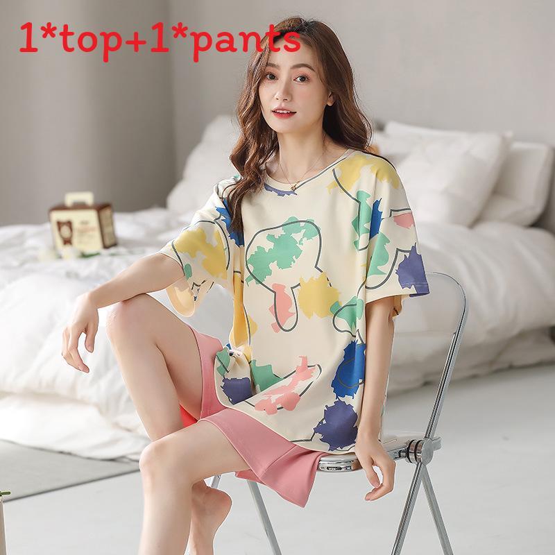 Повседневный хлопковый комплект из шорт и рубашки для женщин, летний домашний костюм для отдыха, удобный и дышащий